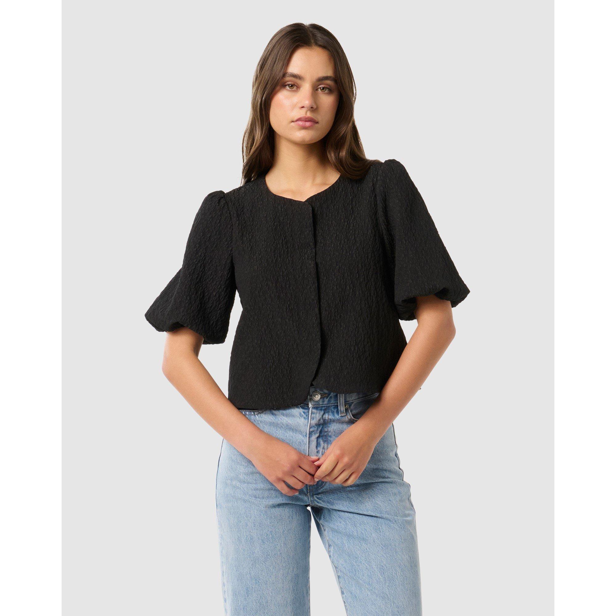 Black - Forever New - Women's Bay Open Front Crop Top - 3