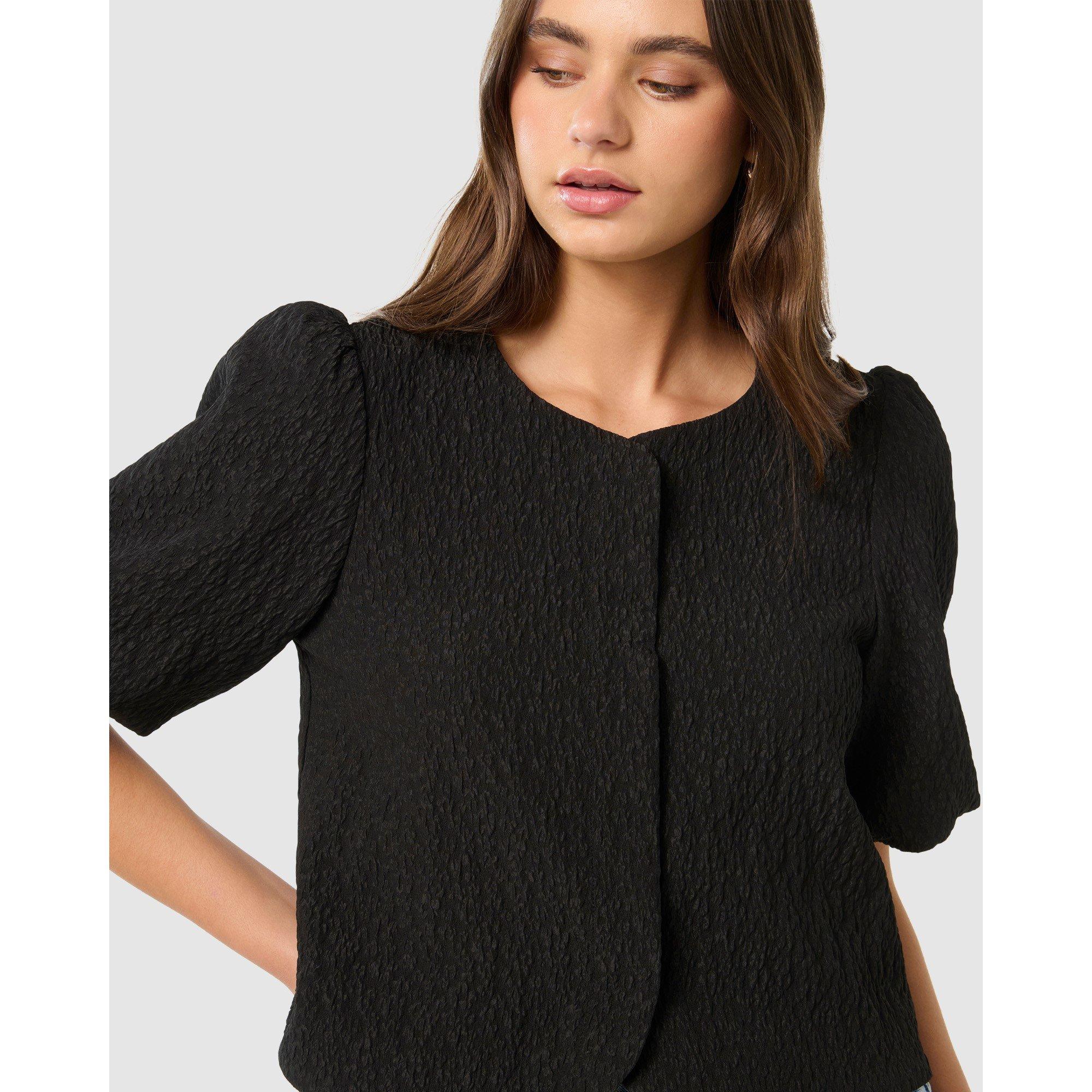 Black - Forever New - Women's Bay Open Front Crop Top - 4