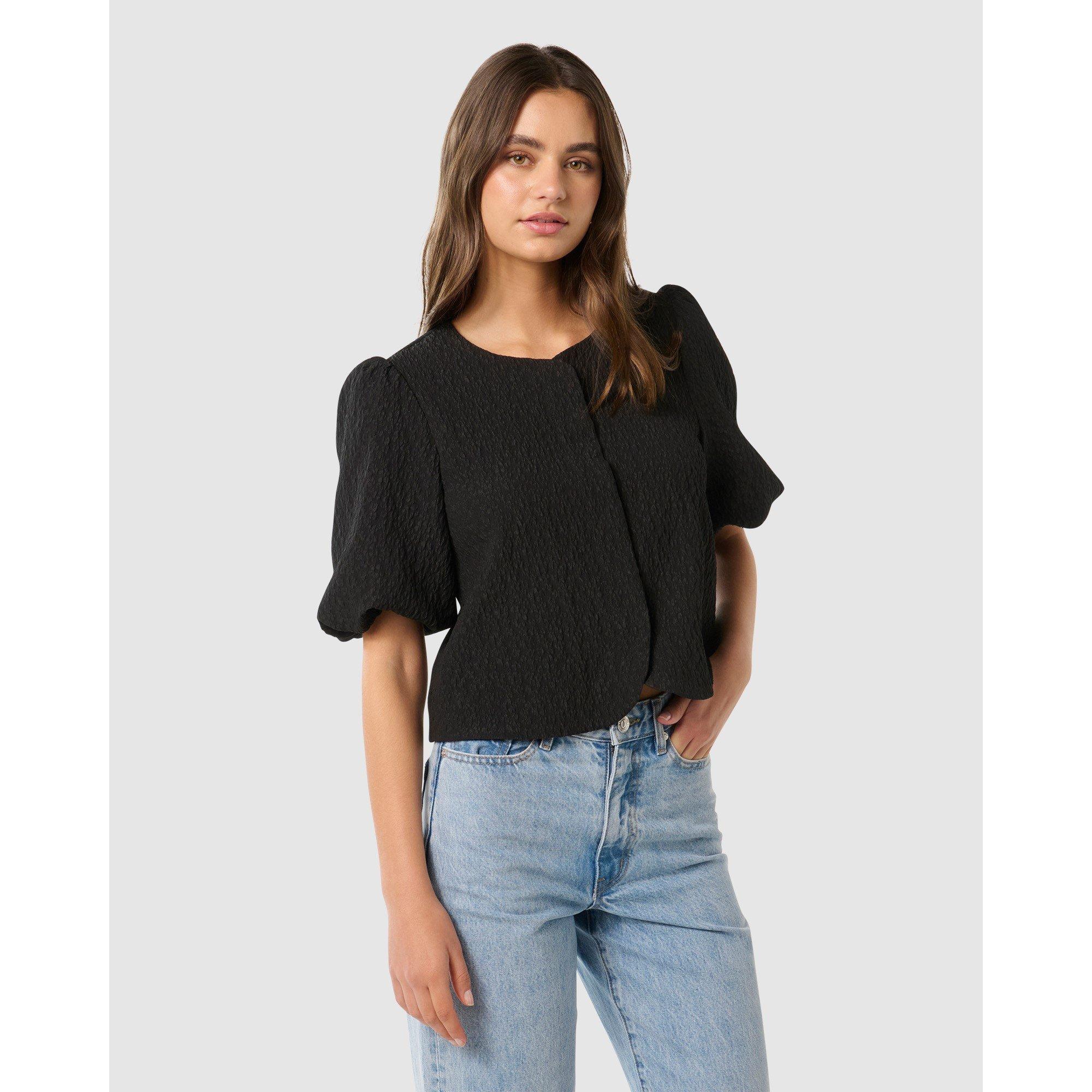 Black - Forever New - Women's Bay Open Front Crop Top - 5