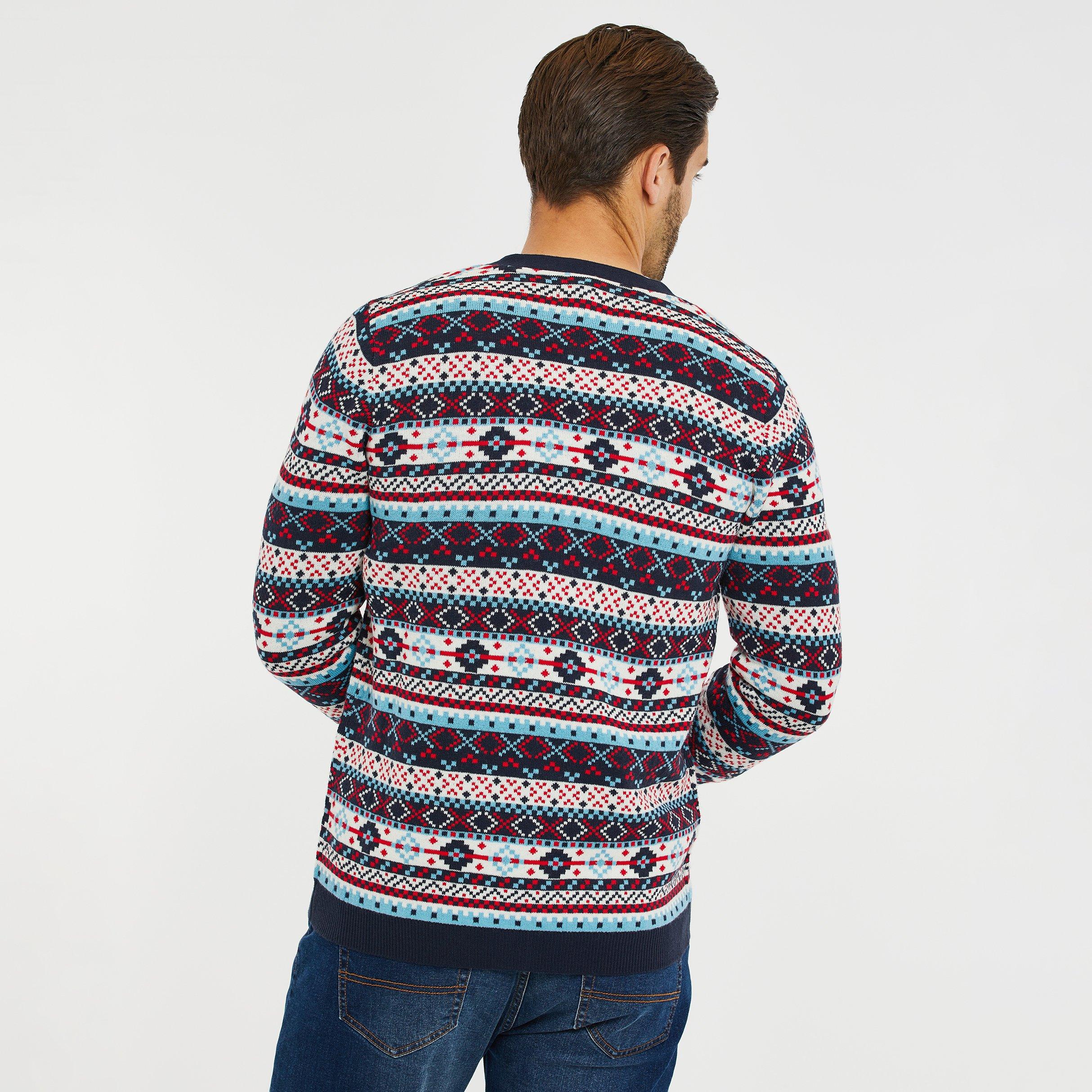 Navy - Threadbare - Fairisle Christmas Cardigan - 2