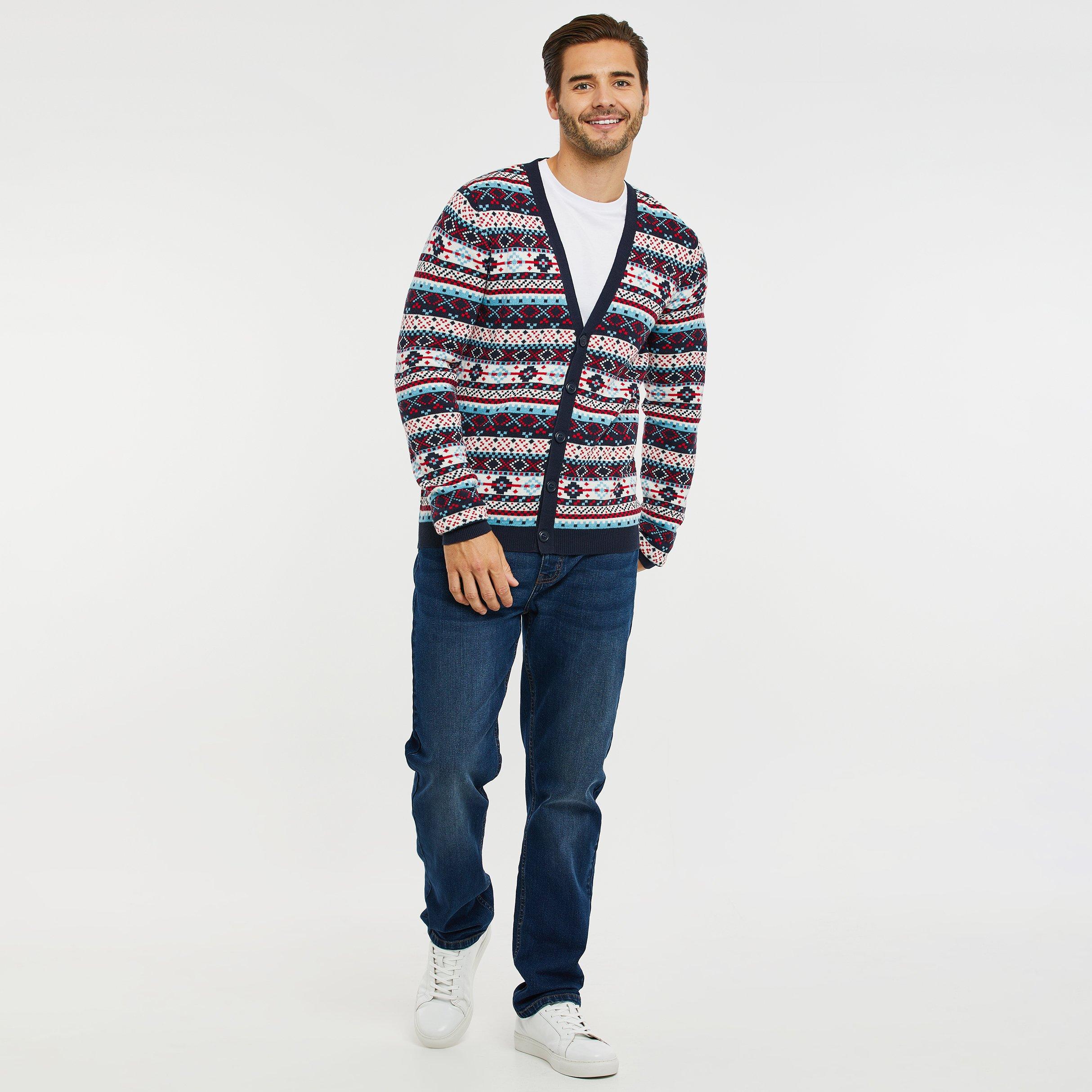 Navy - Threadbare - Fairisle Christmas Cardigan - 3