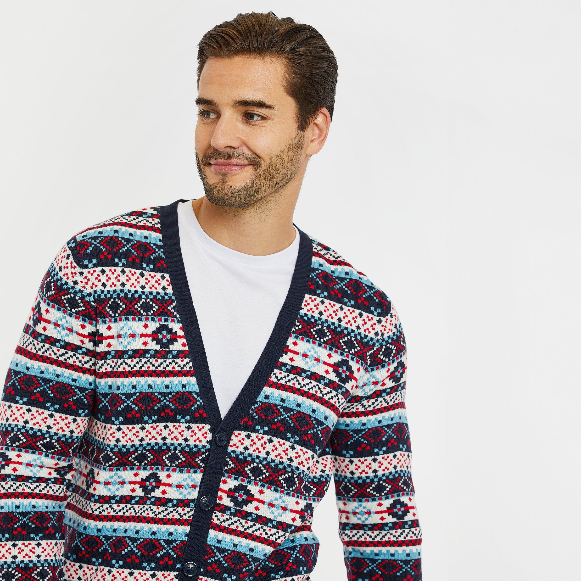 Navy - Threadbare - Fairisle Christmas Cardigan - 4