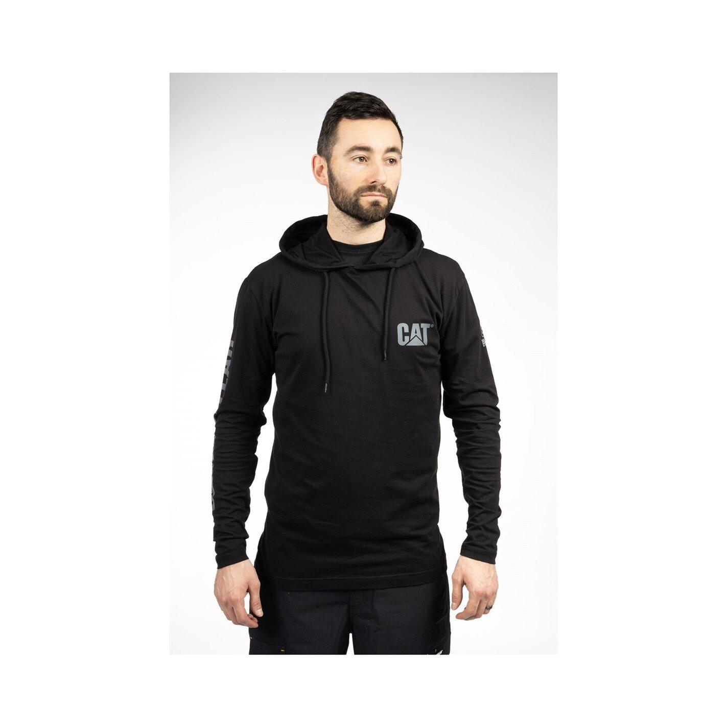 Caterpillar Men's Hooded Long Sleeve Tee - Black - XXL