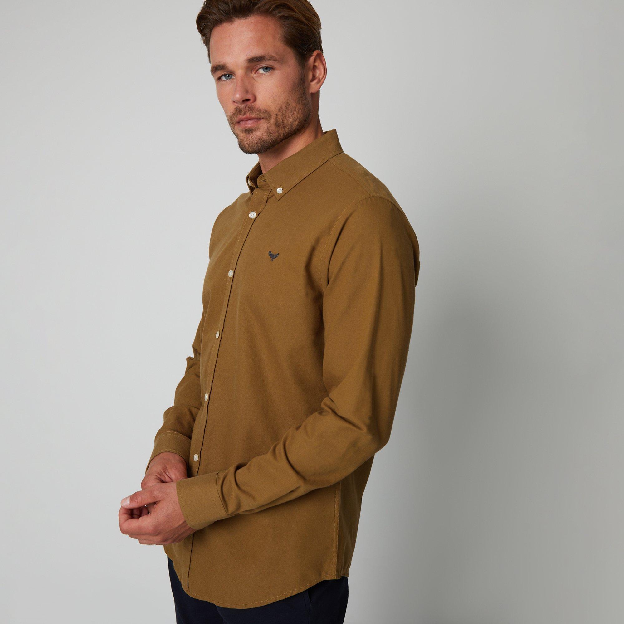 Camel - Threadbare - Oxford Cotton Long Sleeve Shirt - 1