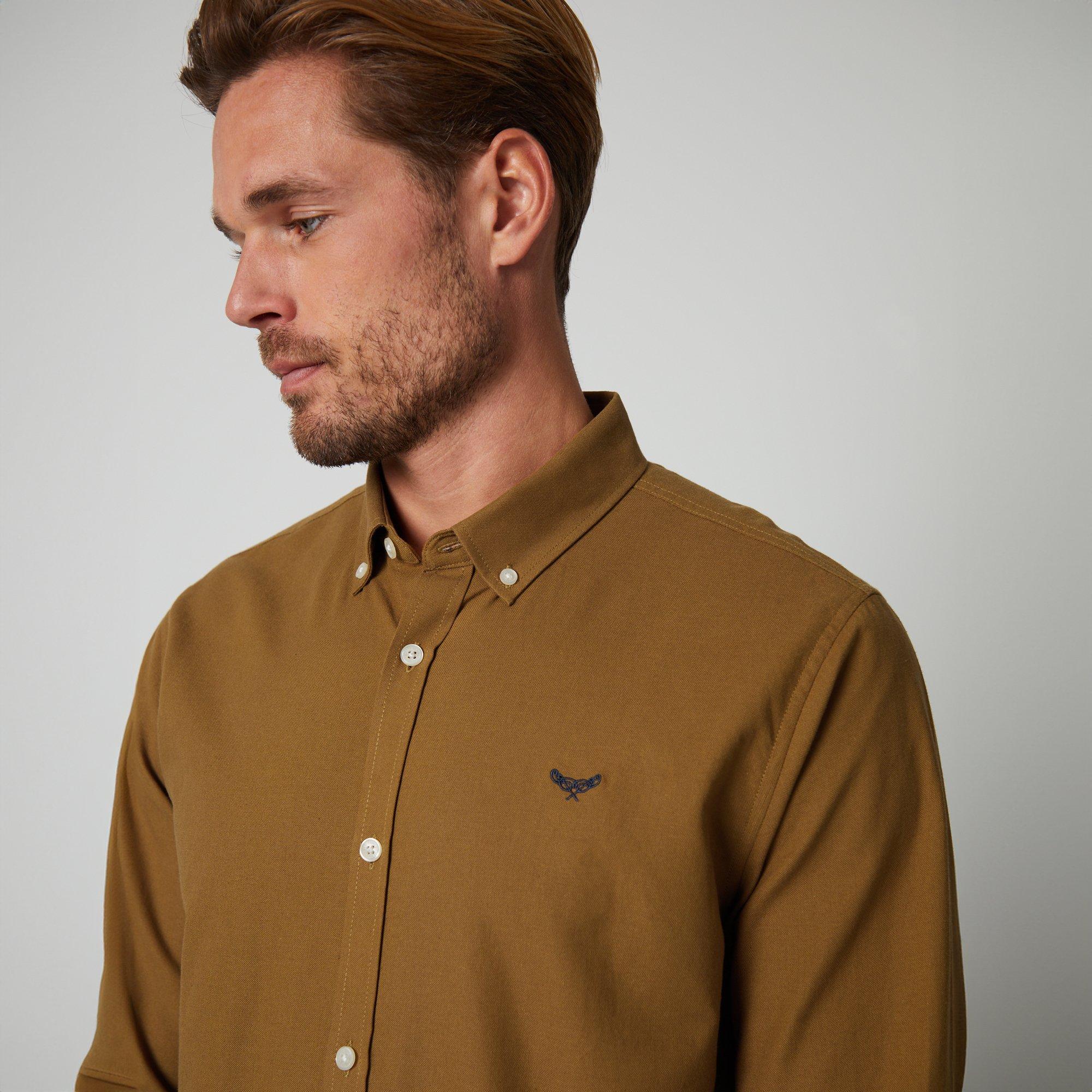 Camel - Threadbare - Oxford Cotton Long Sleeve Shirt - 4