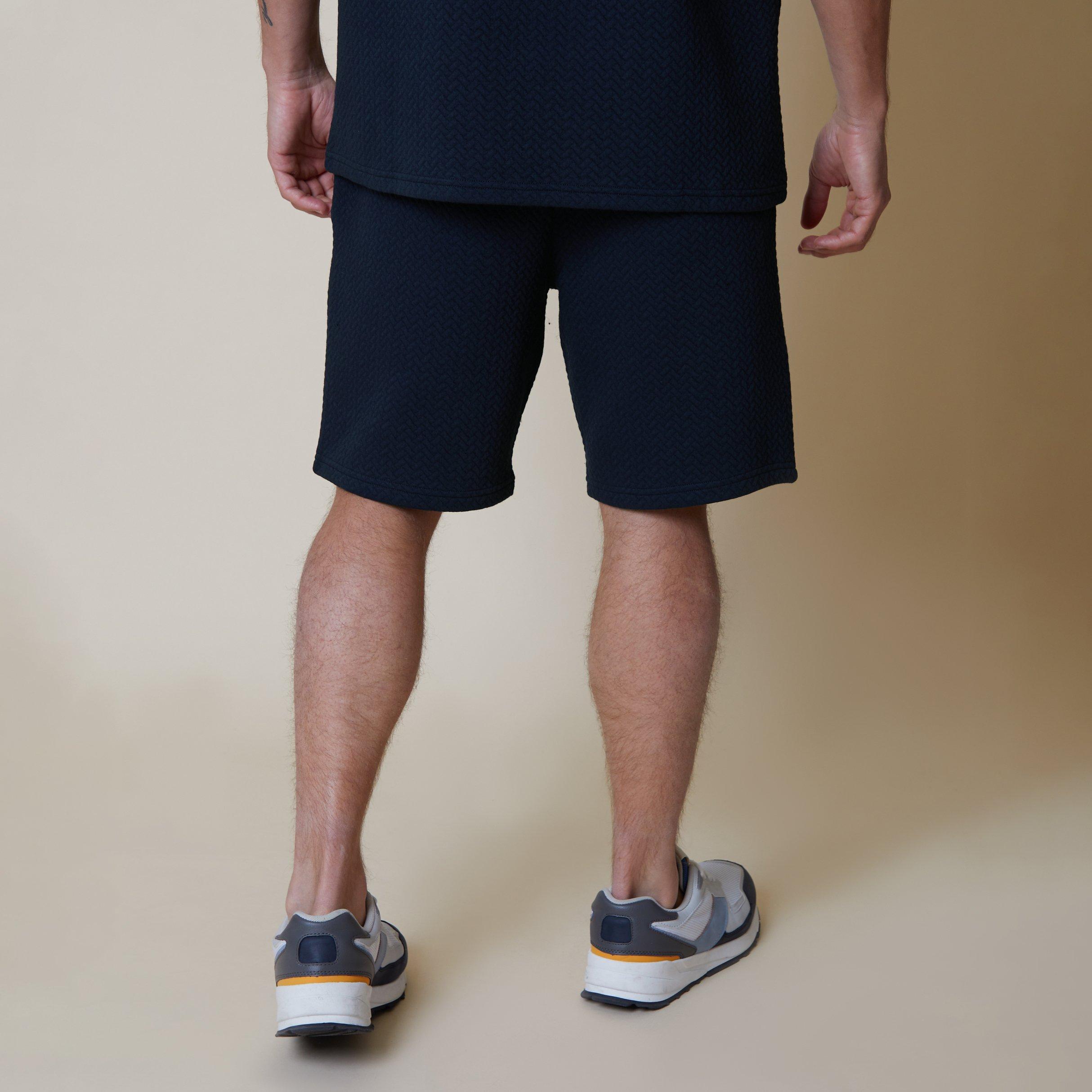 Navy - Threadbare - Cotton Blend Textured Sweat Shorts - 2