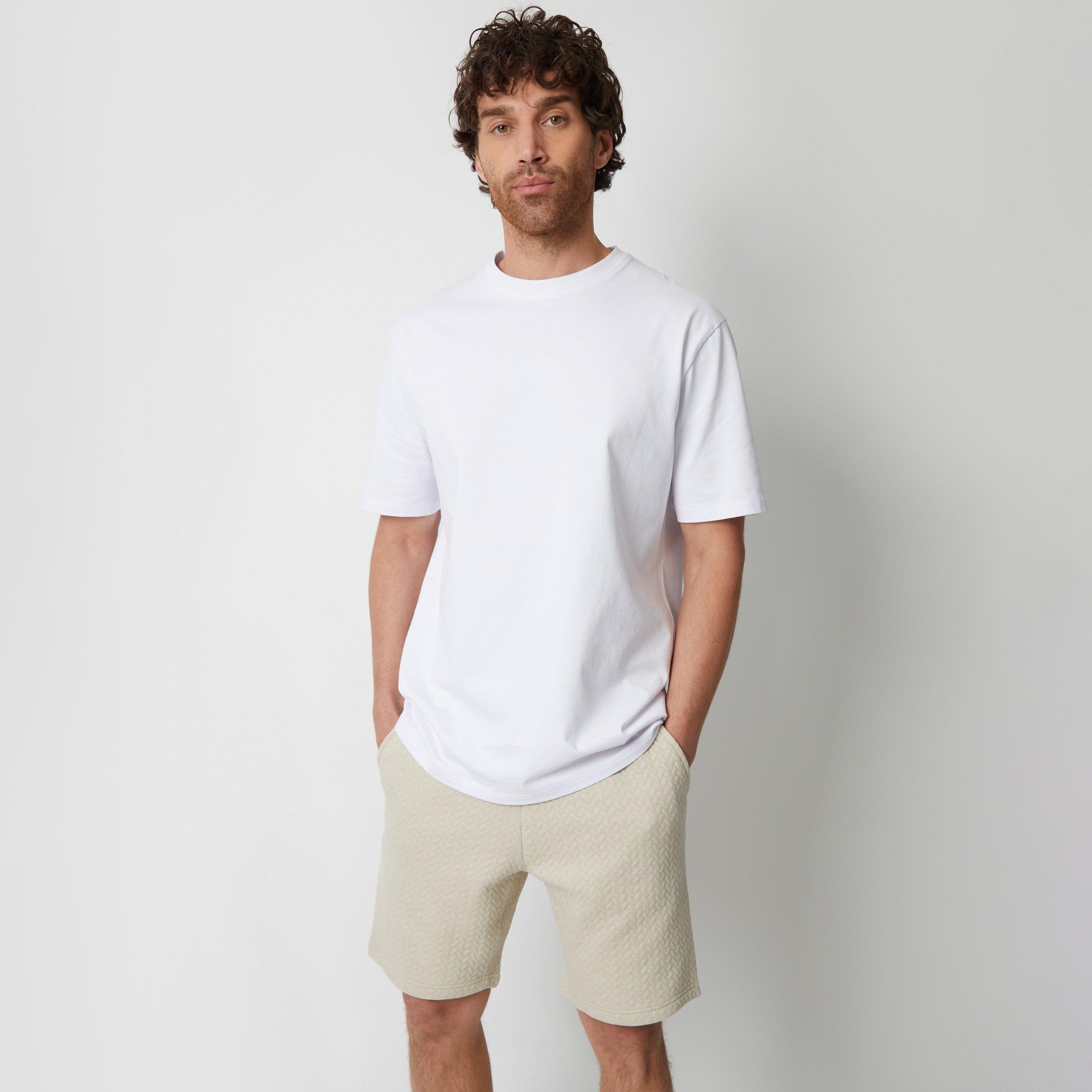 Threadbare Men's Cotton Blend Textured Sweat Shorts - Stone - 38R