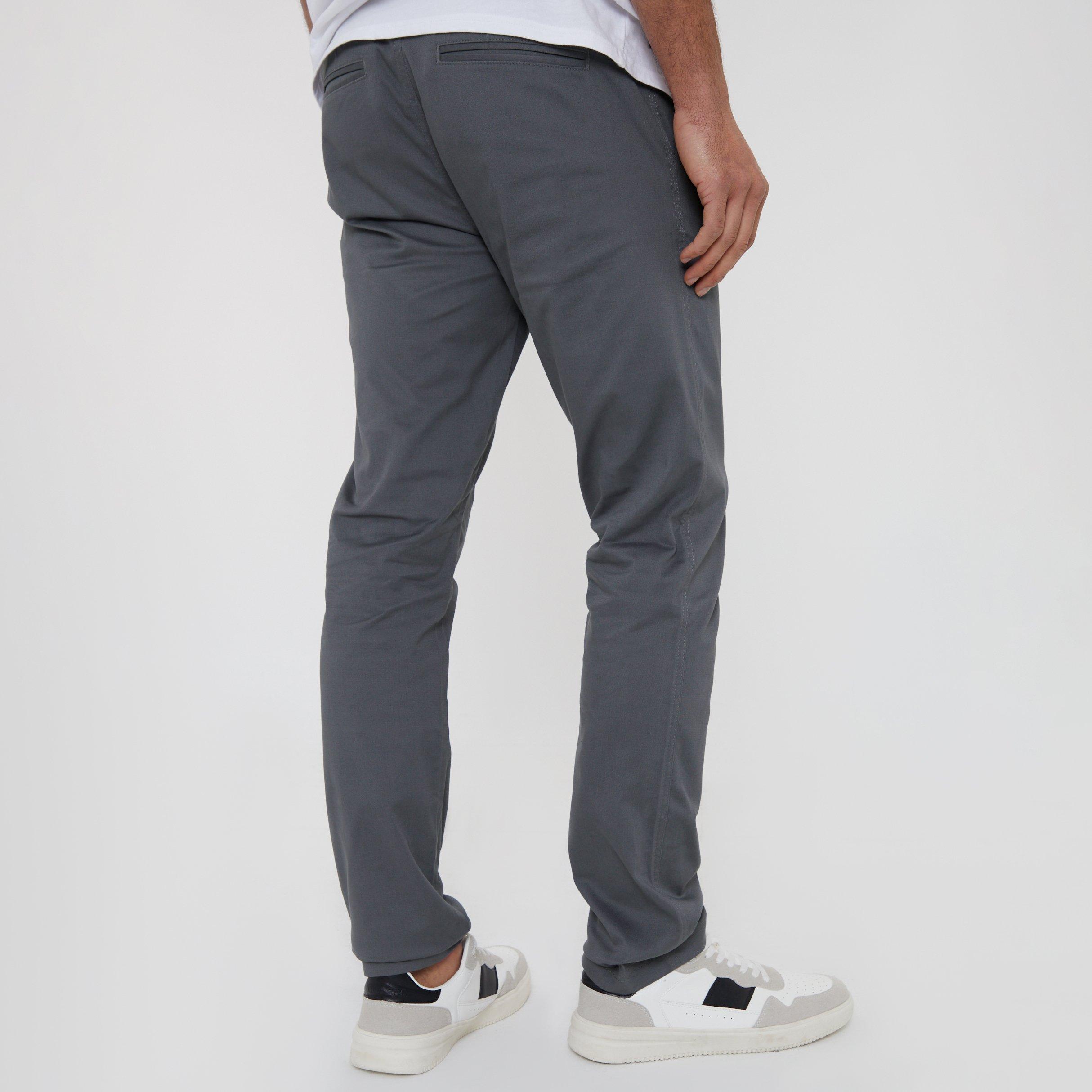 Grey - Threadbare - Cotton Regular Fit Chino Trousers with Stretch - 2