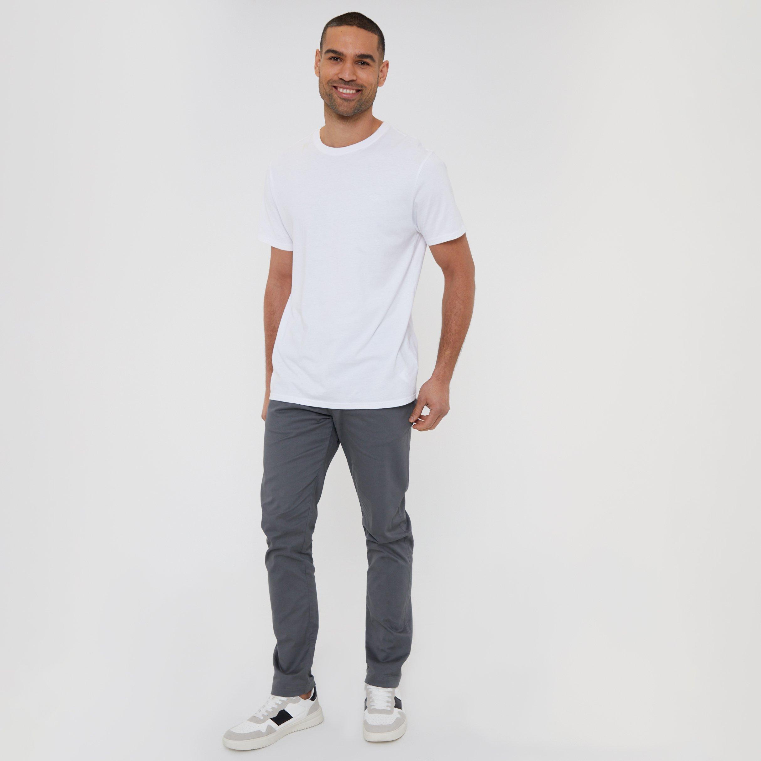 Grey - Threadbare - Cotton Regular Fit Chino Trousers with Stretch - 3
