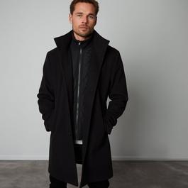 Threadbare Funnel Neck Coat With Mock Layer