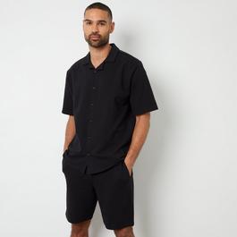Threadbare Cotton Revere Collar Short Sleeve Shirt With Stret