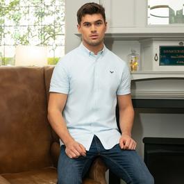 Threadbare Oxford Cotton Slim Fit Short Sleeve Shirt