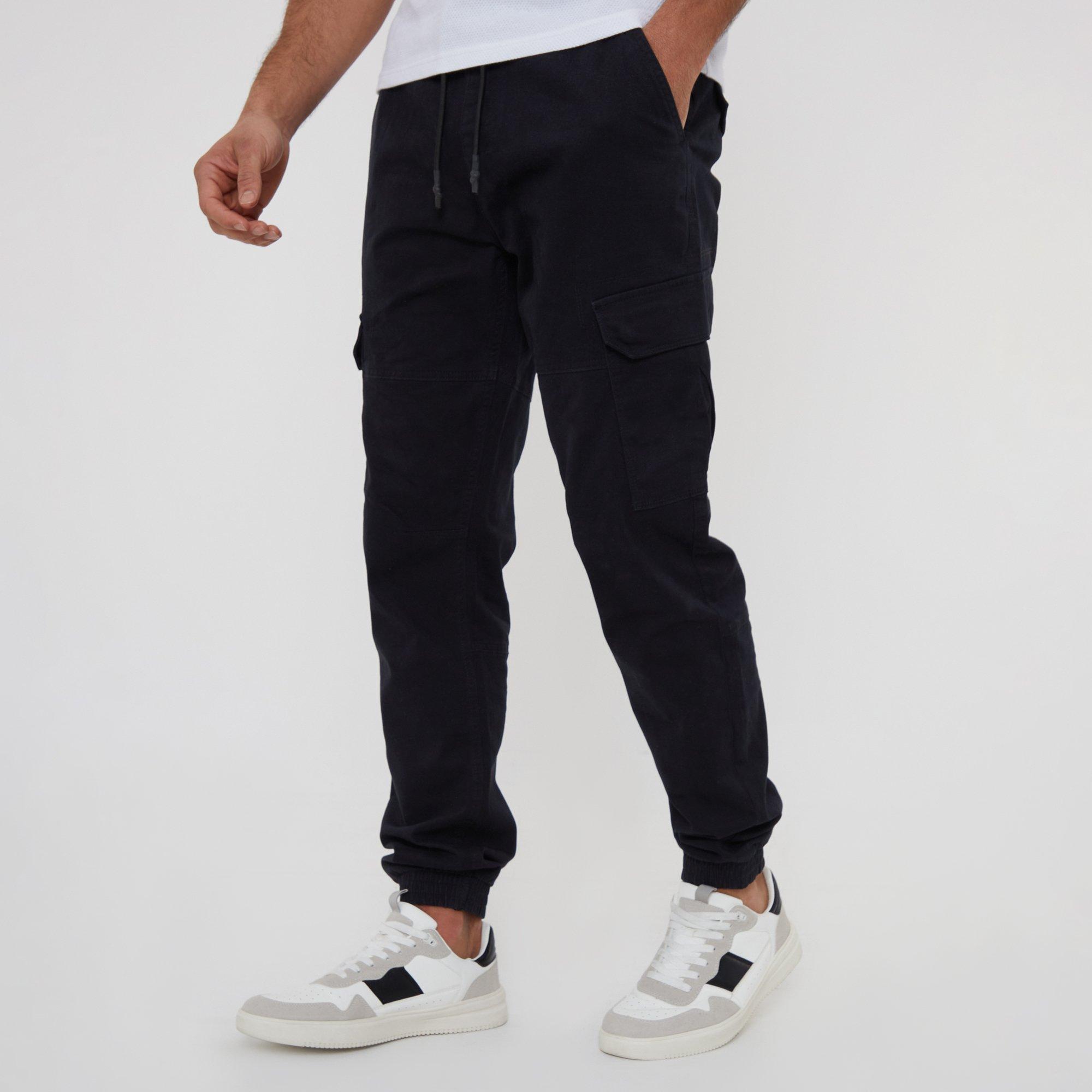 Black - Threadbare - Cotton Jogger Style Cargo Trousers With Stretch - 1
