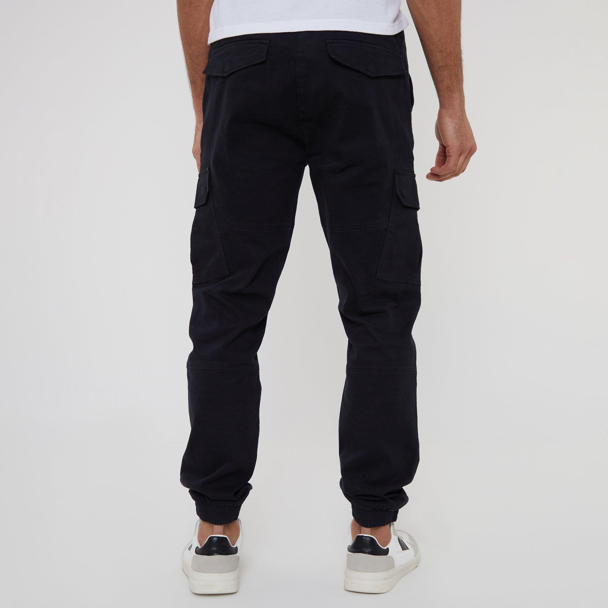 Black - Threadbare - Cotton Jogger Style Cargo Trousers With Stretch - 2