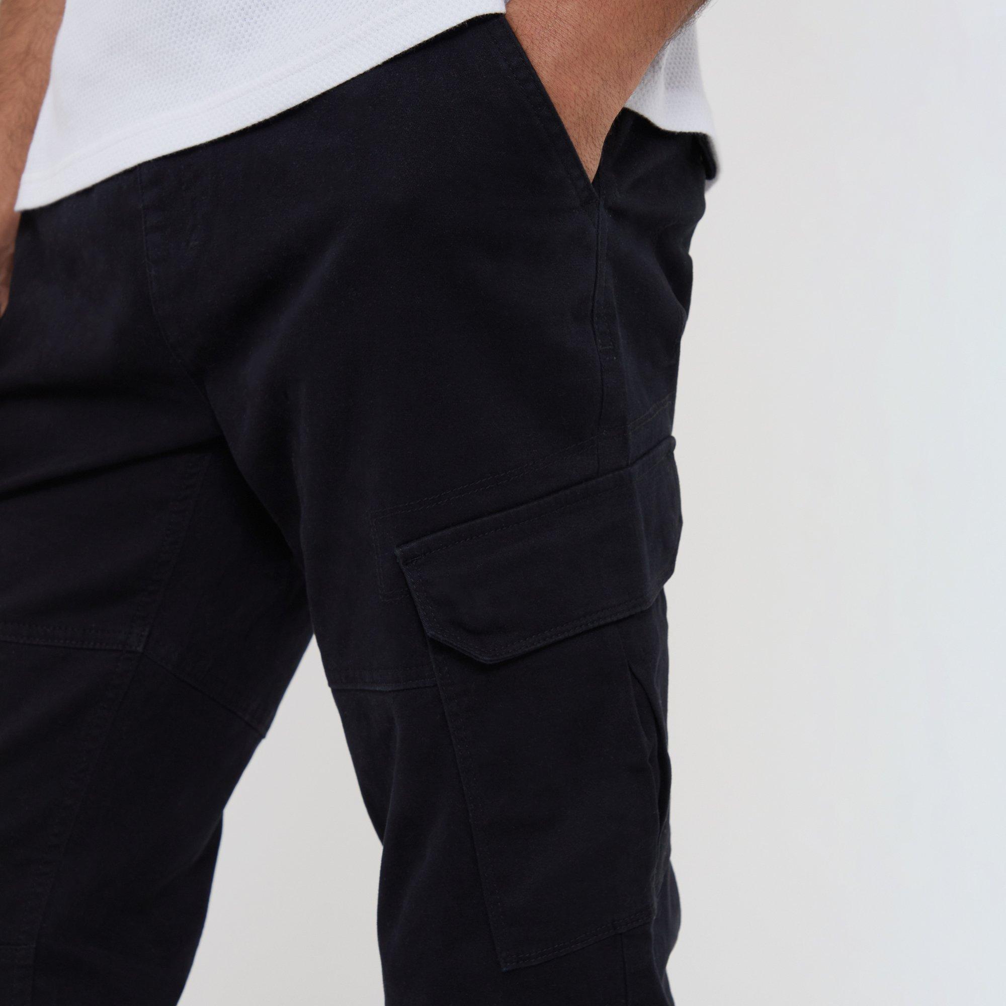 Black - Threadbare - Cotton Jogger Style Cargo Trousers With Stretch - 4