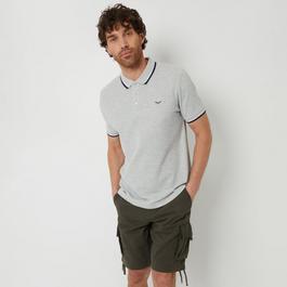Threadbare Herringbone Tipping Cotton Pique Polo Shirt