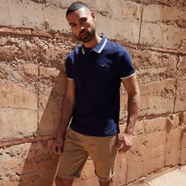 Threadbare Herringbone Tipping Cotton Pique Polo Shirt