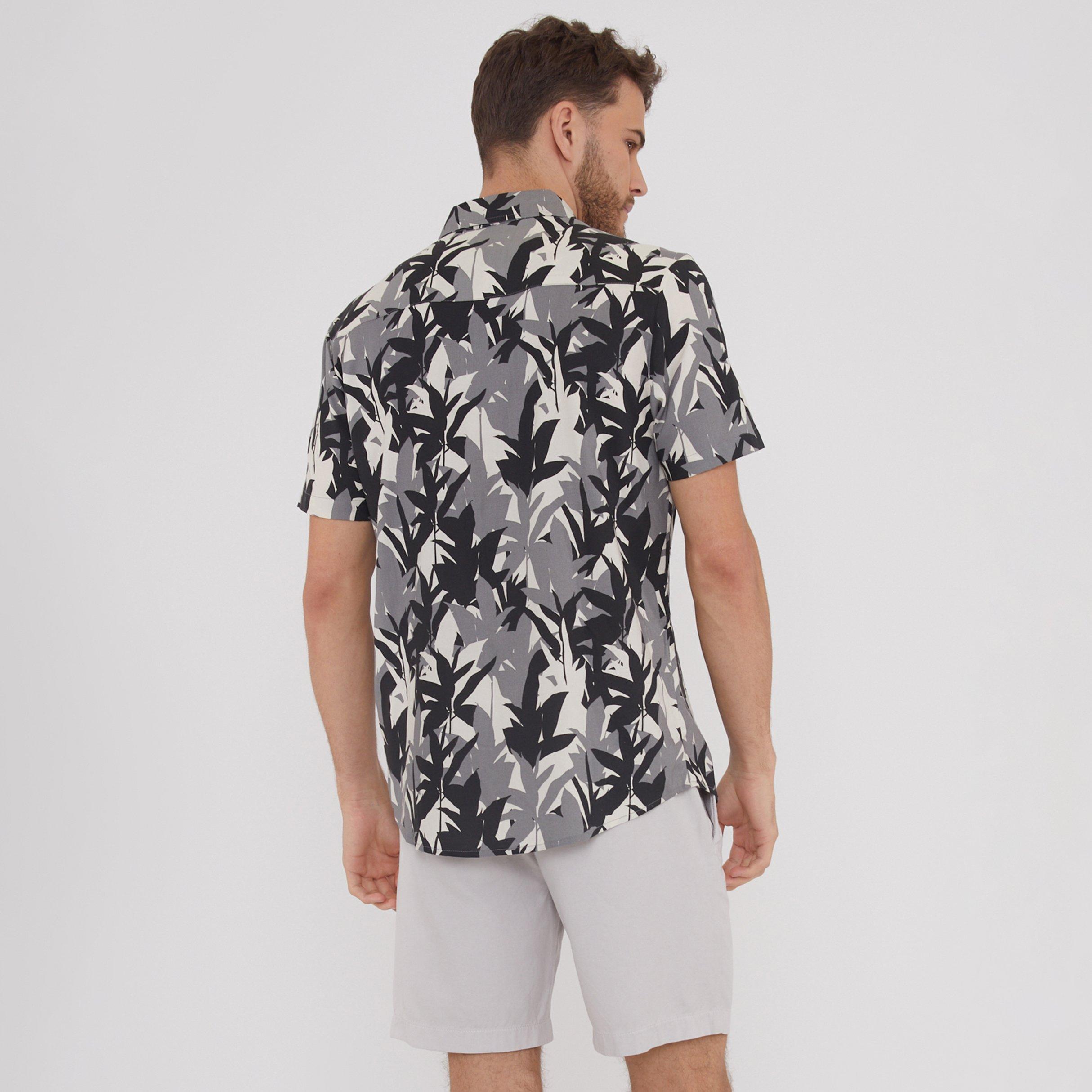 Black - Threadbare - Leaf Print Short Sleeve Shirt - 2