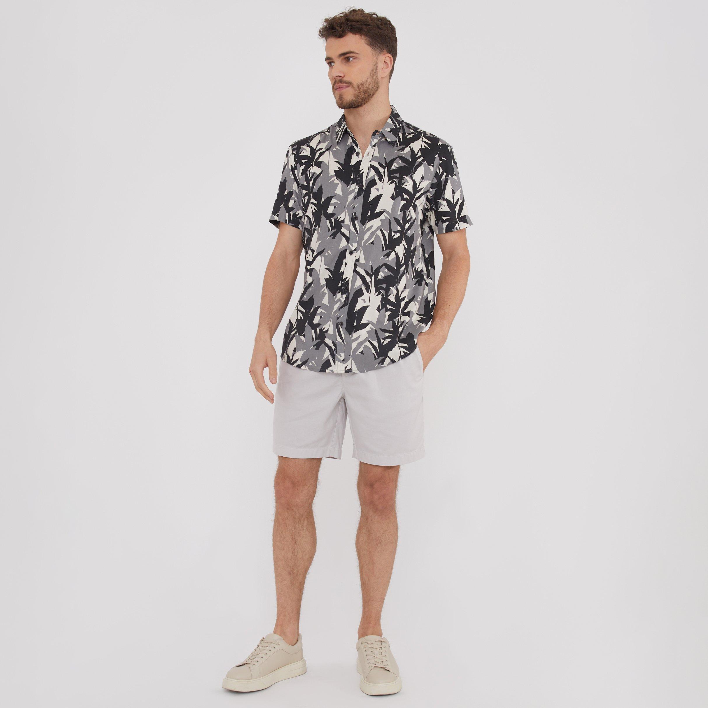 Black - Threadbare - Leaf Print Short Sleeve Shirt - 3