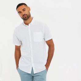 Threadbare Dragon Cotton-Linen Blend Short-Sleeve Shirt