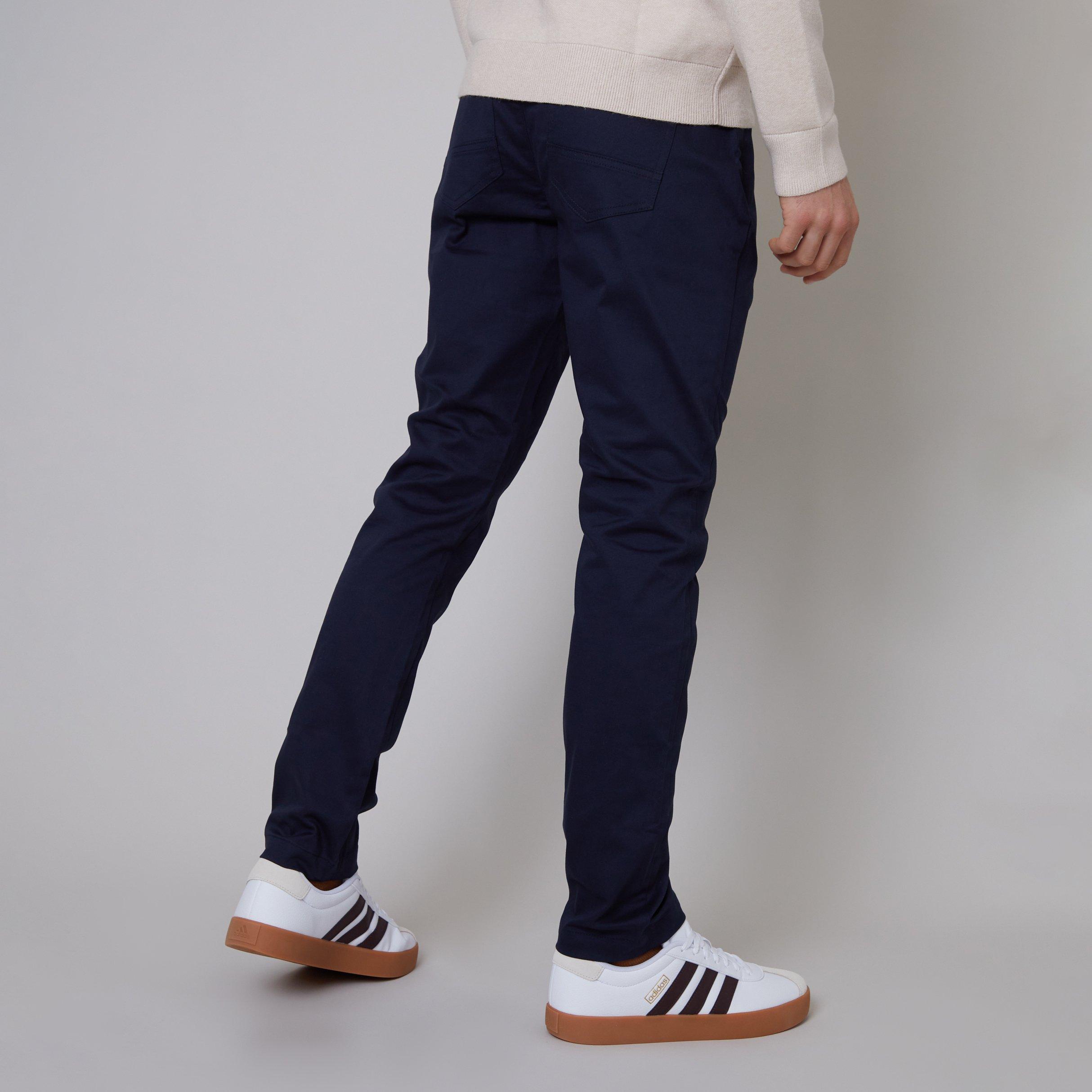 Navy - Threadbare - Cotton Slim Fit 5 Pocket Chino Trousers With Stretch - 2
