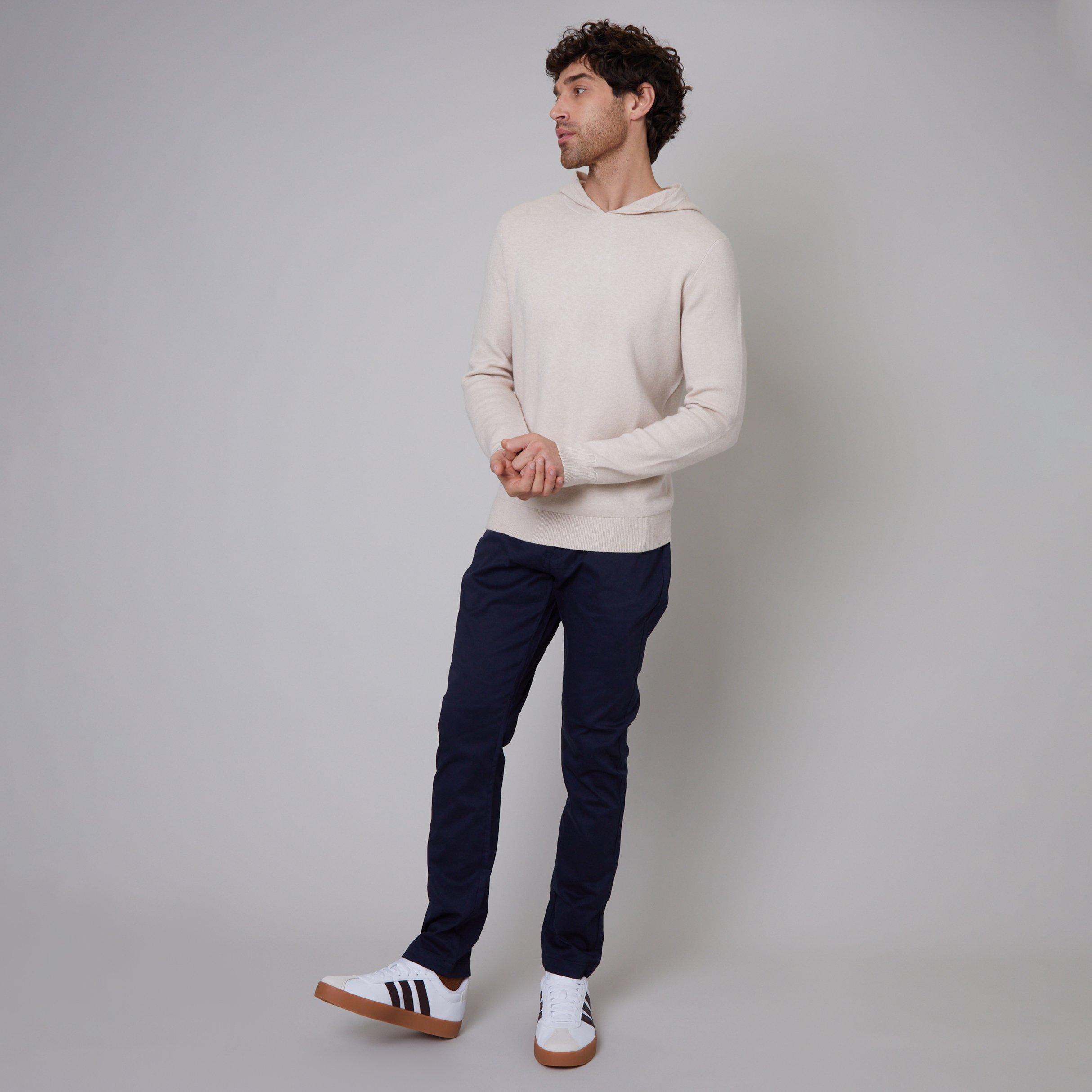 Navy - Threadbare - Cotton Slim Fit 5 Pocket Chino Trousers With Stretch - 3