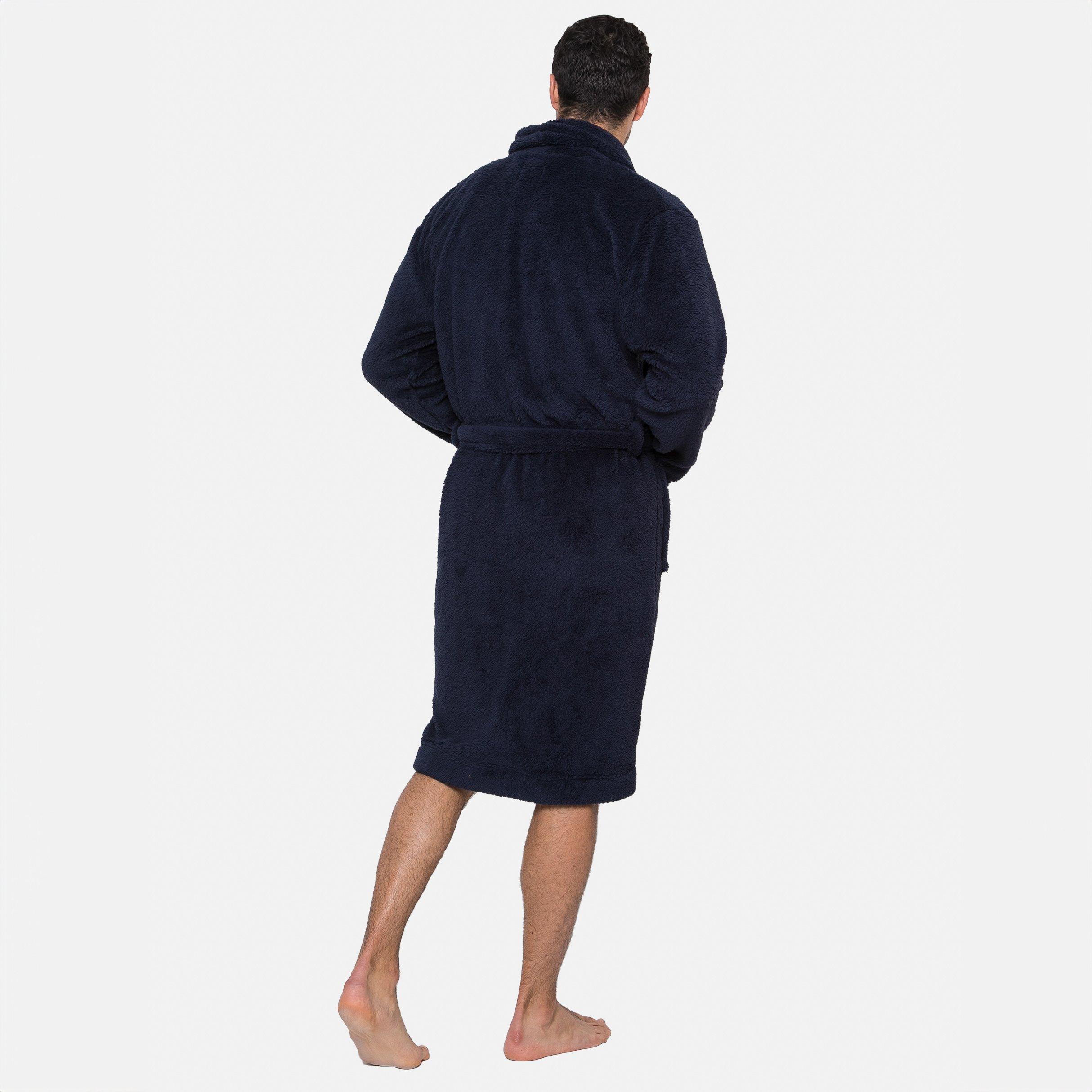 Navy - Threadbare - Teddy Fleece Dressing Gown - 2