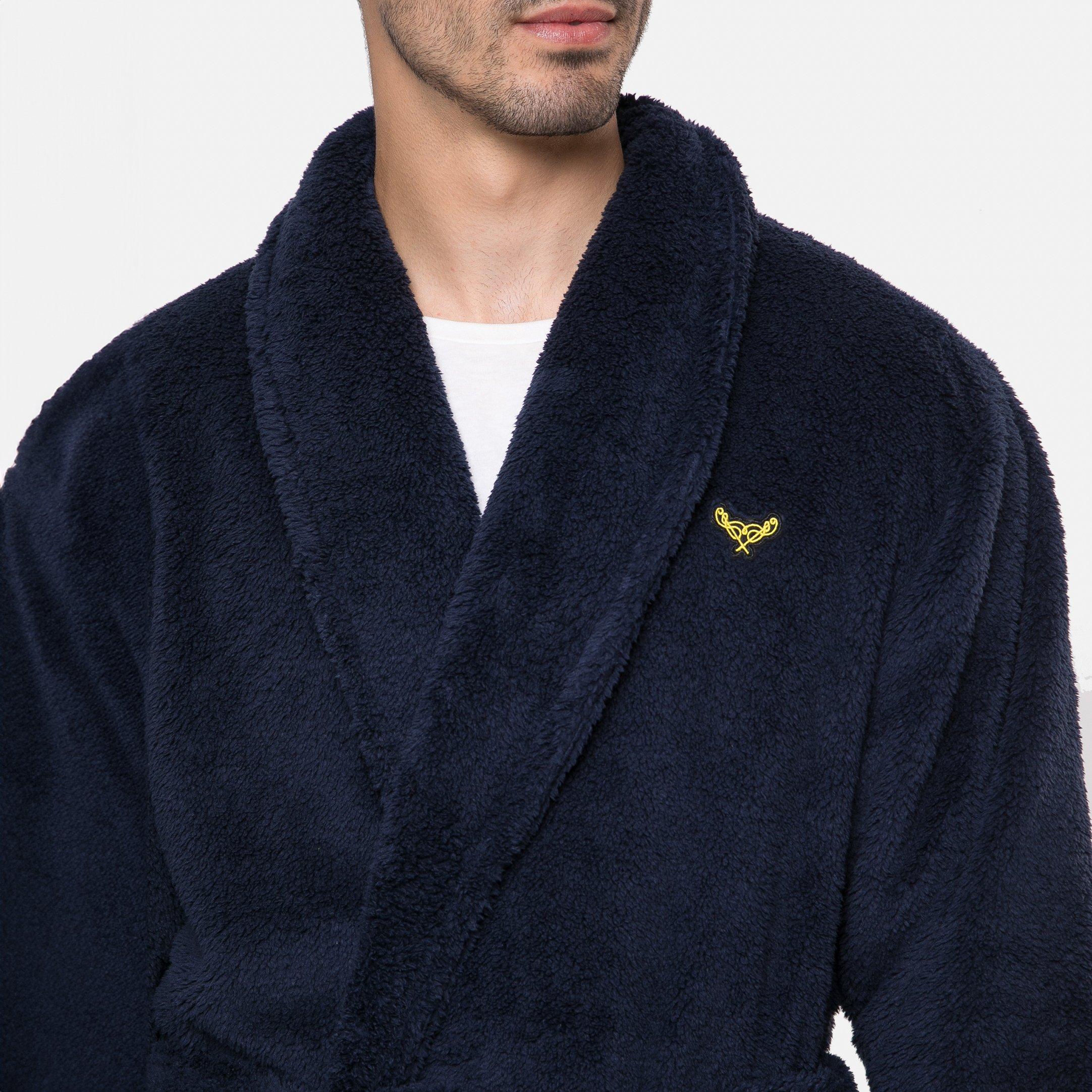 Navy - Threadbare - Teddy Fleece Dressing Gown - 3