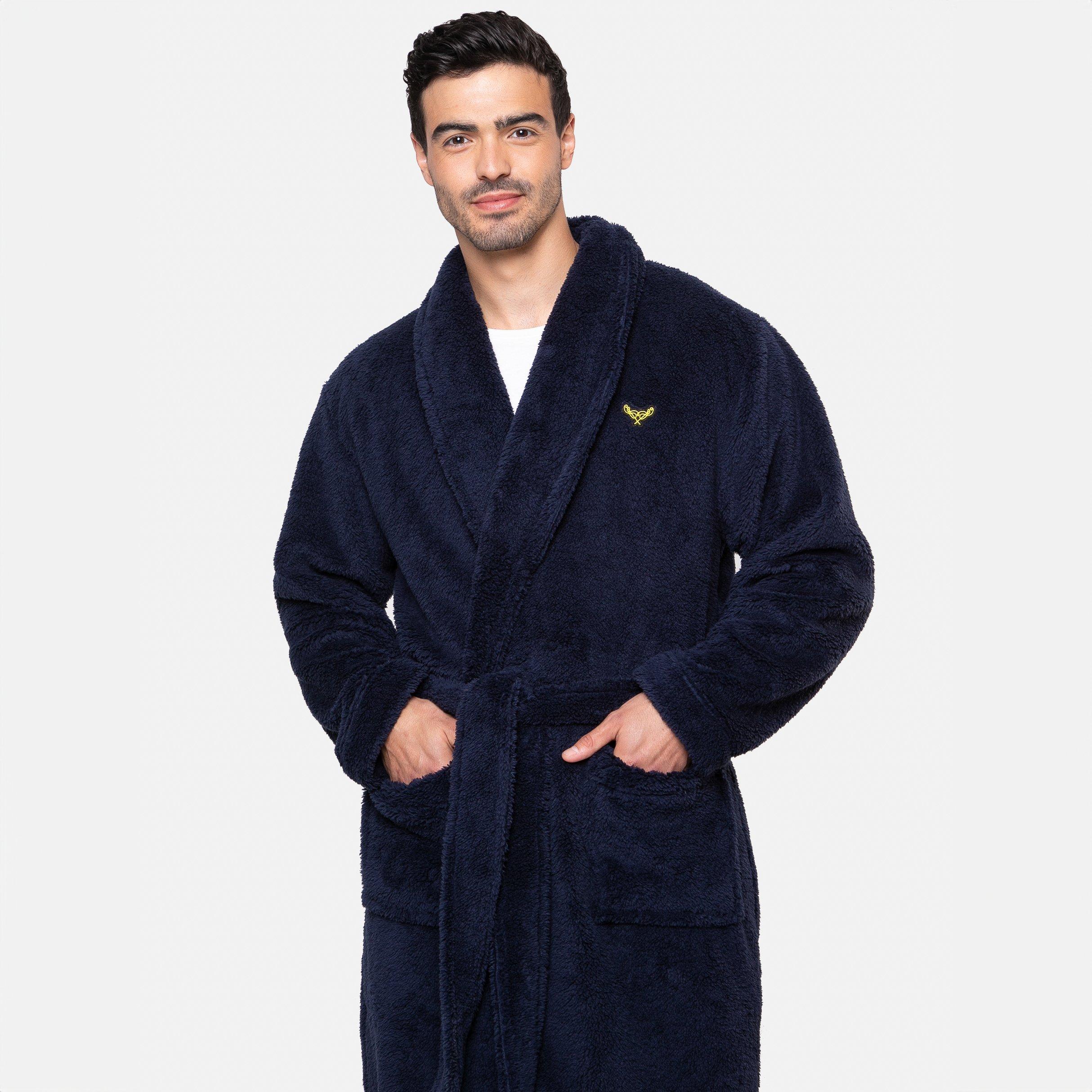 Navy - Threadbare - Teddy Fleece Dressing Gown - 4