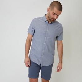 Threadbare Oxford Cotton Slim Fit Short Sleeve Shirt