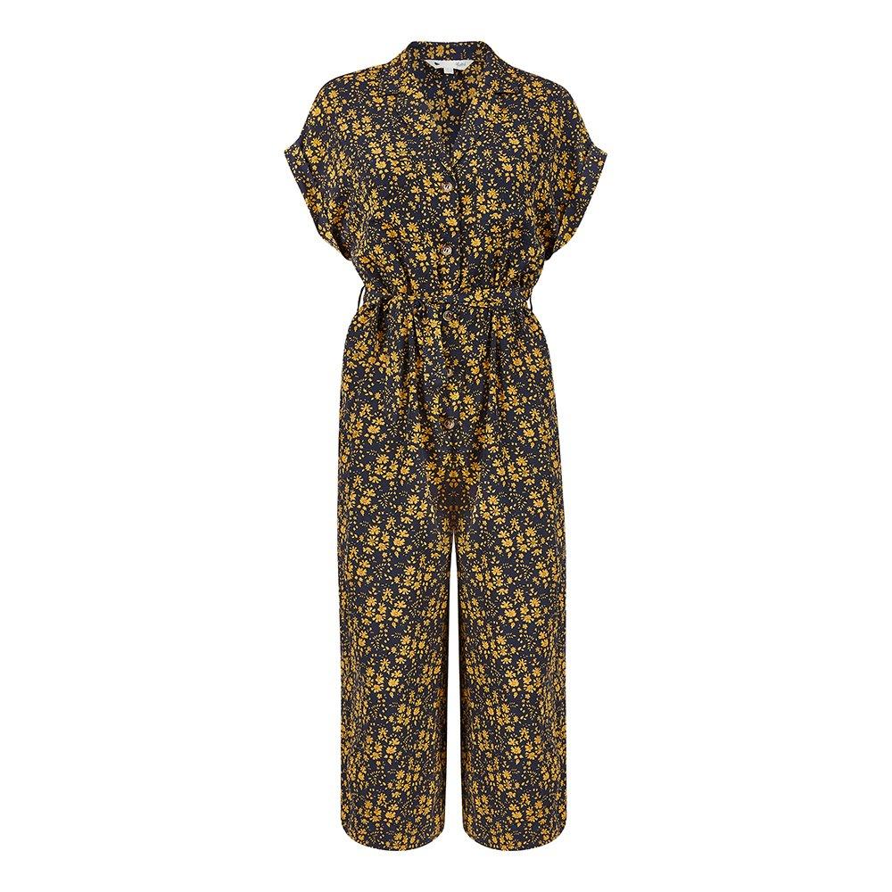 Navy - Yumi - Ditsy Jumpsuit With Pockets - 1