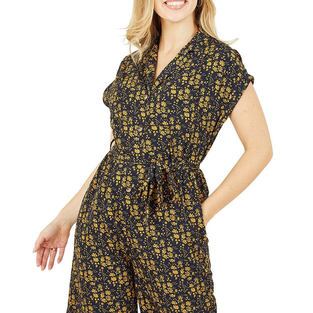 Navy - Yumi - Ditsy Jumpsuit With Pockets - 2