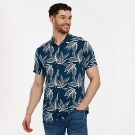 Threadbare Leaf Print Short Sleeve Shirt