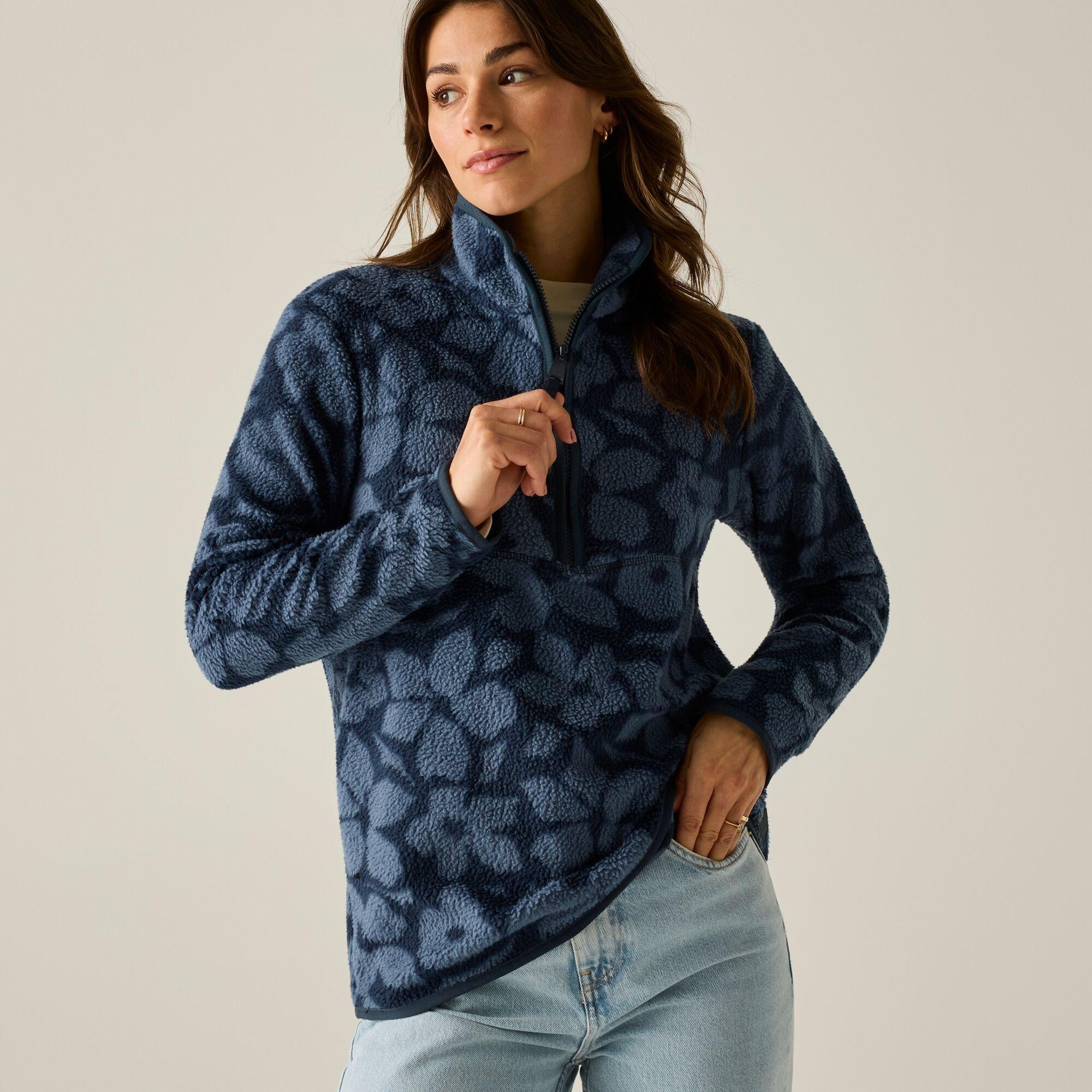 Navy Shadow Flo - Regatta - Womens Frankie Borg Half Zip Fleece - 1
