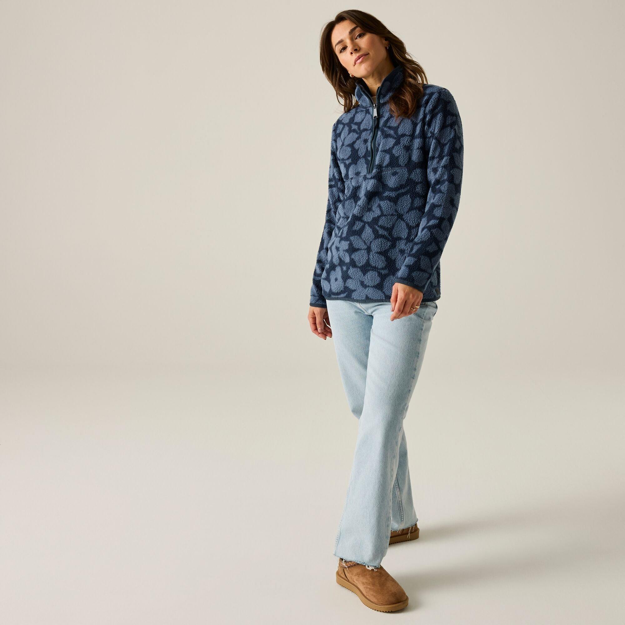Navy Shadow Flo - Regatta - Womens Frankie Borg Half Zip Fleece - 2