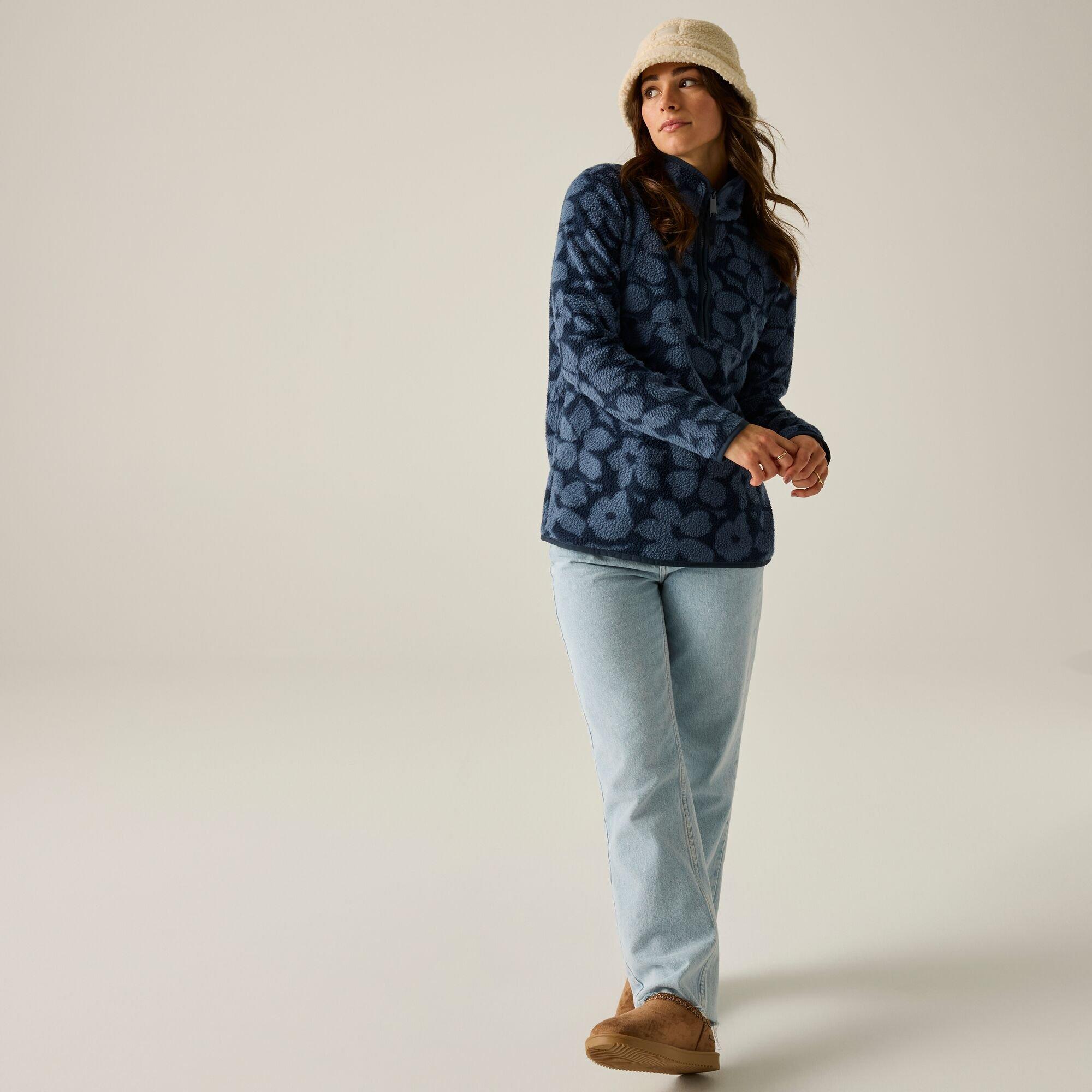 Navy Shadow Flo - Regatta - Womens Frankie Borg Half Zip Fleece - 4