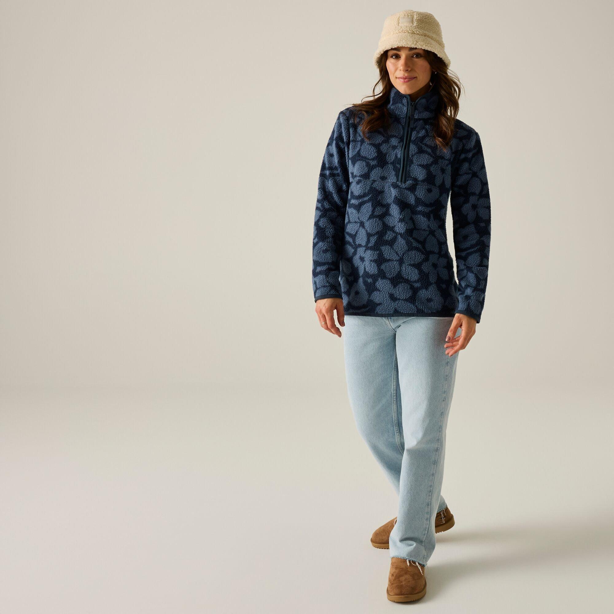 Navy Shadow Flo - Regatta - Womens Frankie Borg Half Zip Fleece - 6
