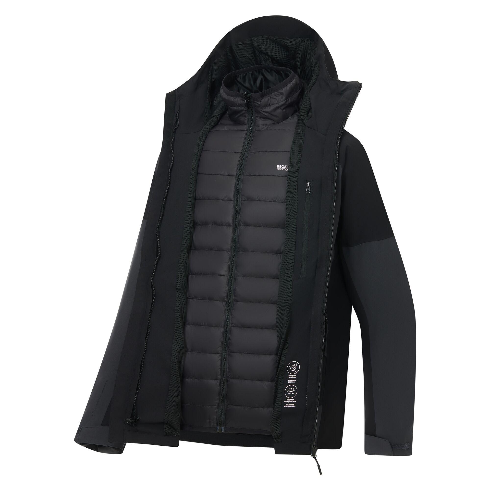 Ash/Black - Regatta - Mens Wentwood Waterproof 3-in-1 Jacket - 13