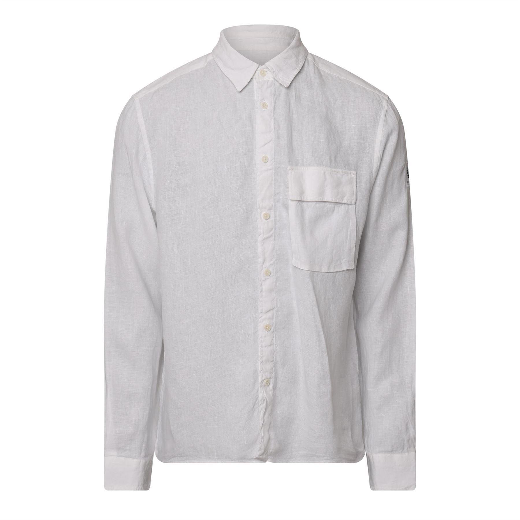 White - Belstaff - Garment Dyed Linen Scale Shirt - 1