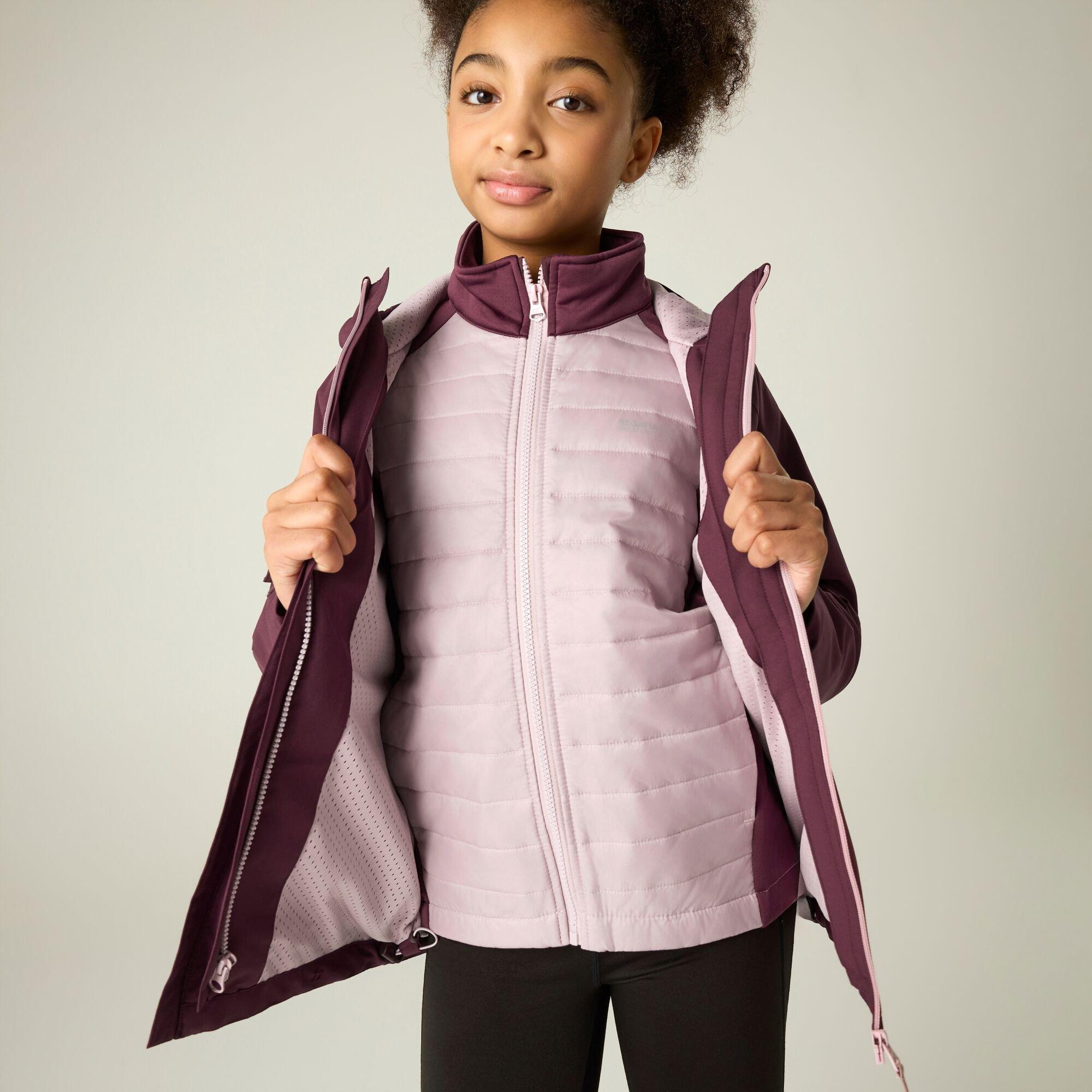 Fig(Powder Lila - Regatta - Girls Trektain Waterproof 3-in-1 Jacket - 4
