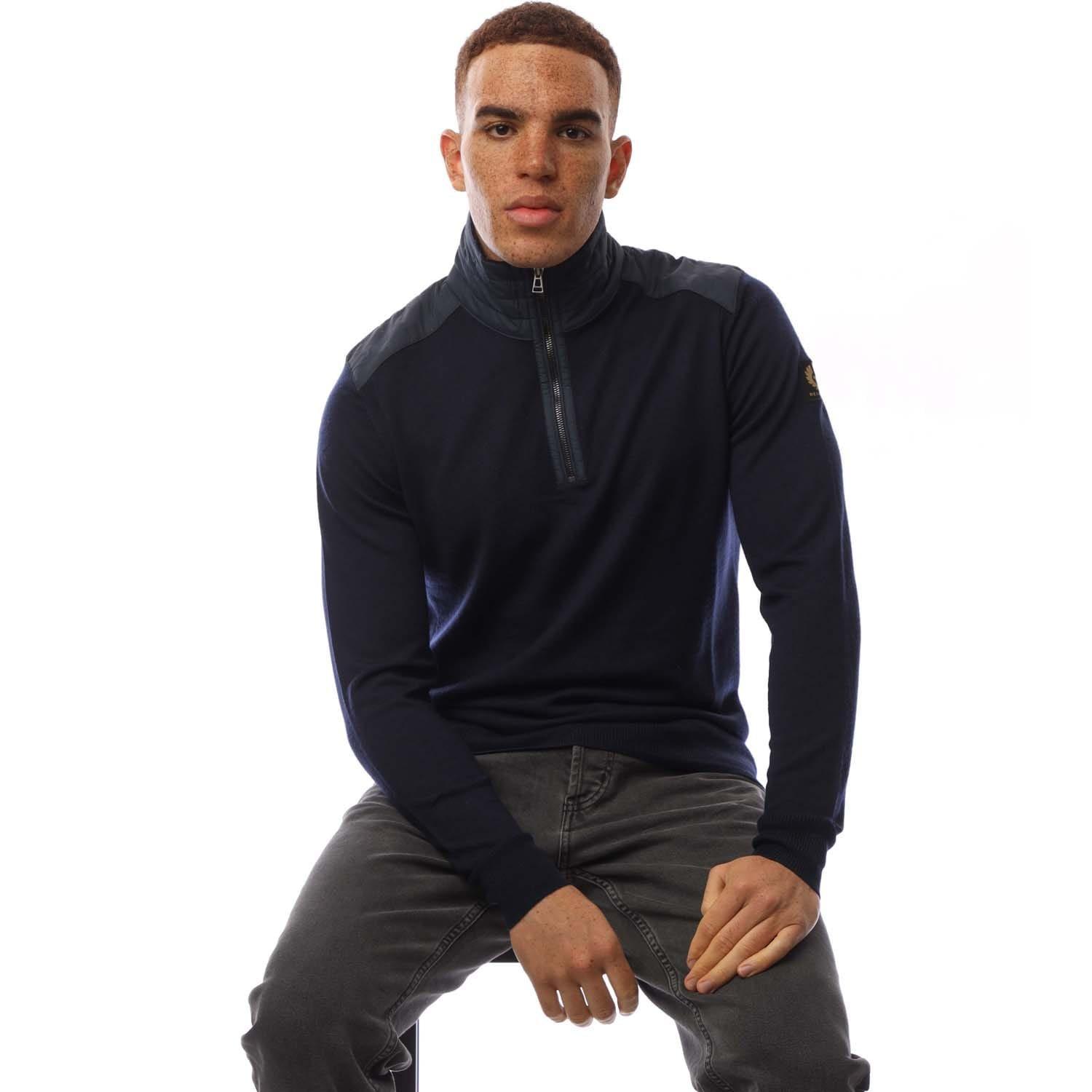 Navy - Belstaff - Merino Kilmington Jumper - 4