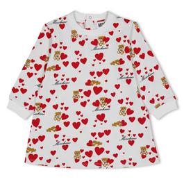 Moschino Long Sleeve Heart Print Dress Babies