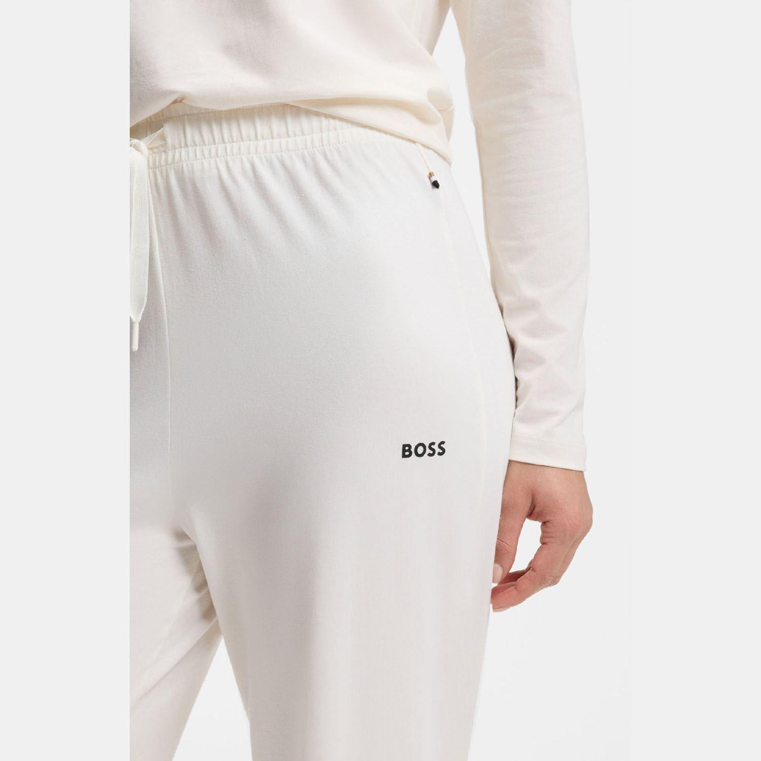 White - Boss - Stretch Cotton Pyjama Bottoms with Logo Detail - 3