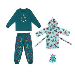 Firetrap Kids Boys Dragon 4 Piece Dressing Gown Pyjama Set