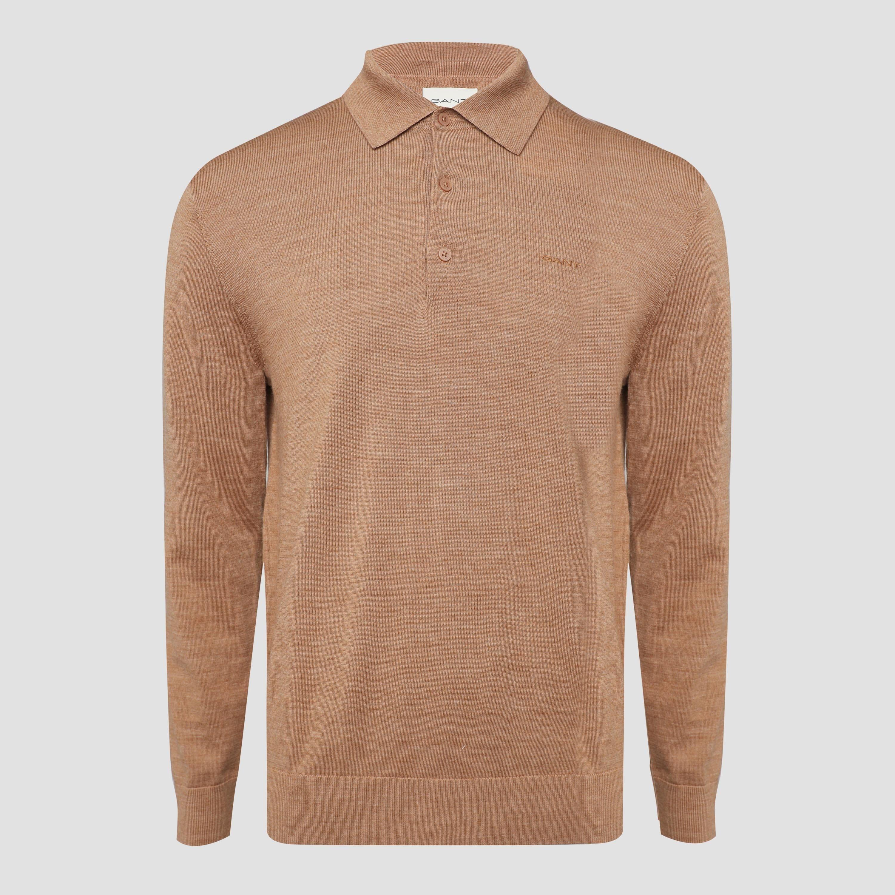 Beige - Gant - Extrafine Merino Wool Polo Shirt - 1