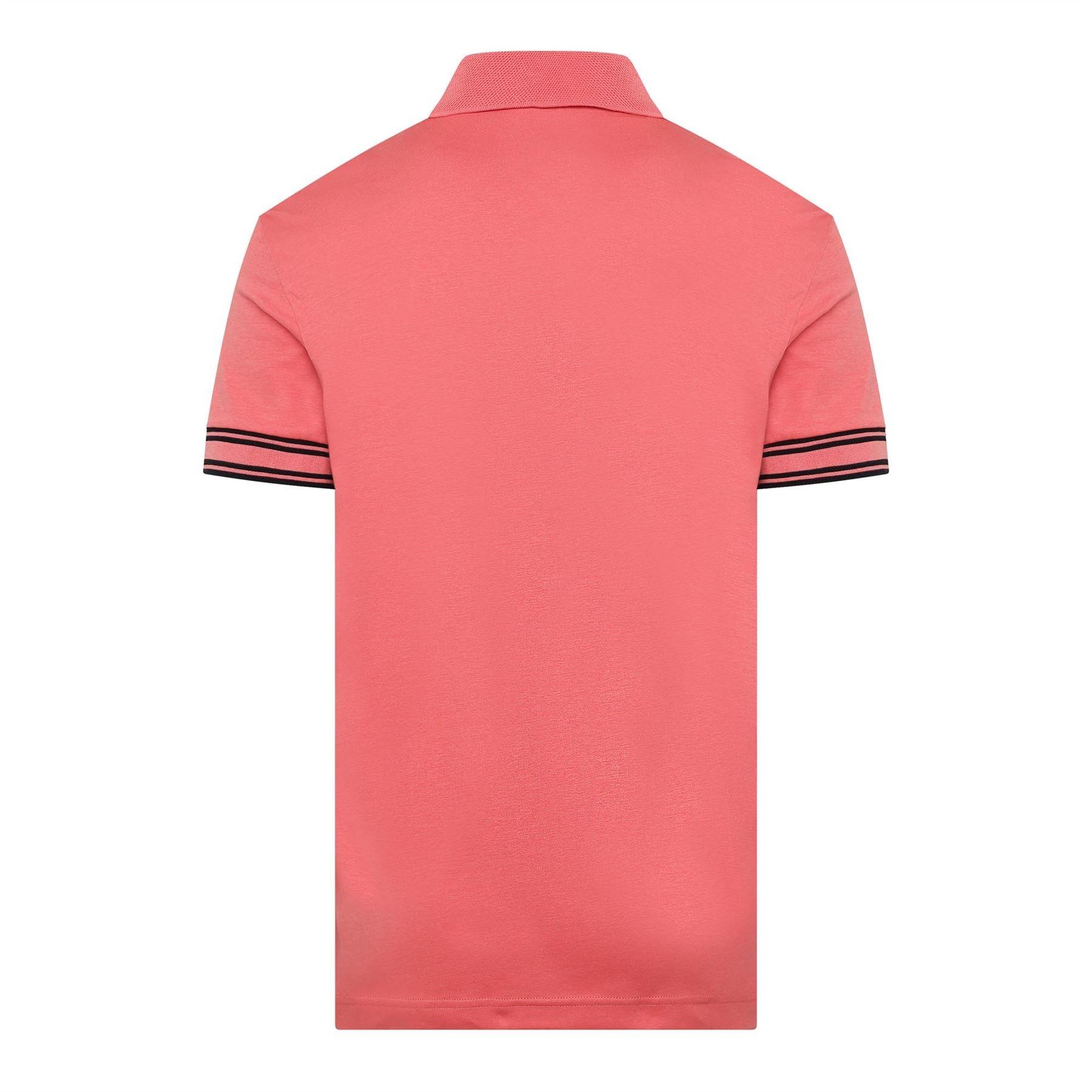 Pink - Boss - Zone Stripe Cuff Polo Shirt - 2