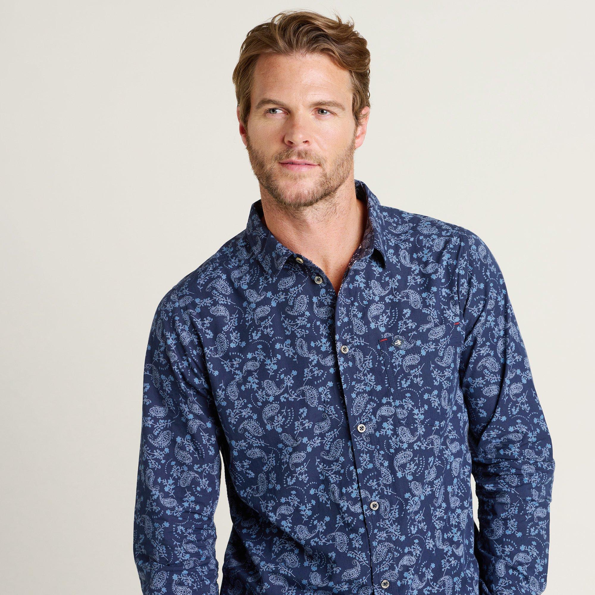 Blue - Brakeburn - Men's Paisley Long-Sleeve Patterned Shirt - 3