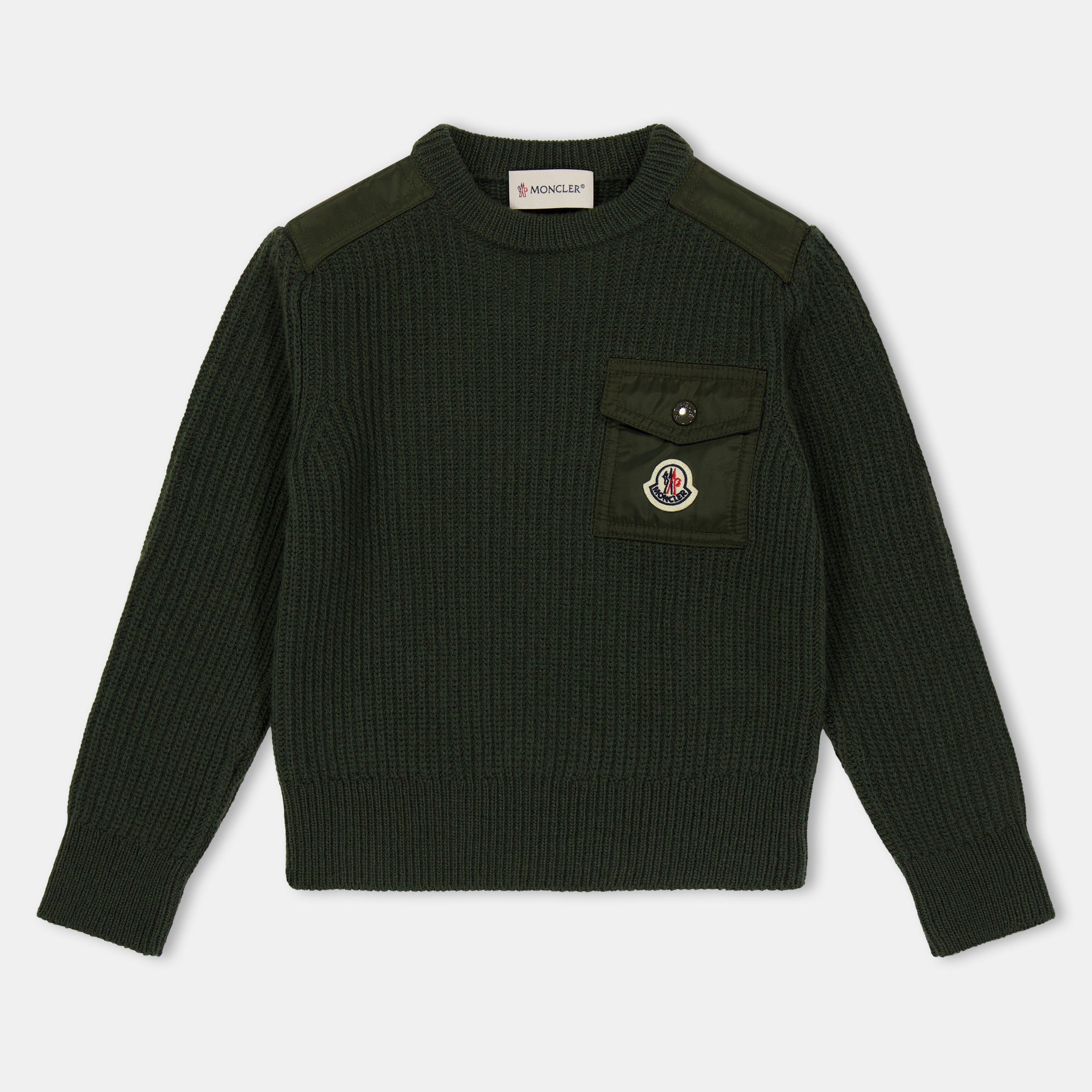 Moncler Kids' Crew Neck Knitted Top - Green 842 - Size 4Y
