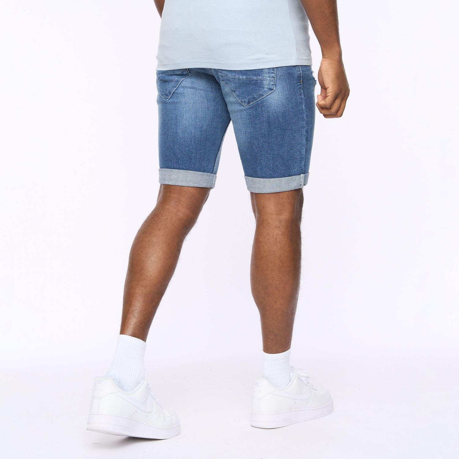 Blue - Crosshatch - Riptrey Scratch Detail Denim Shorts - 2