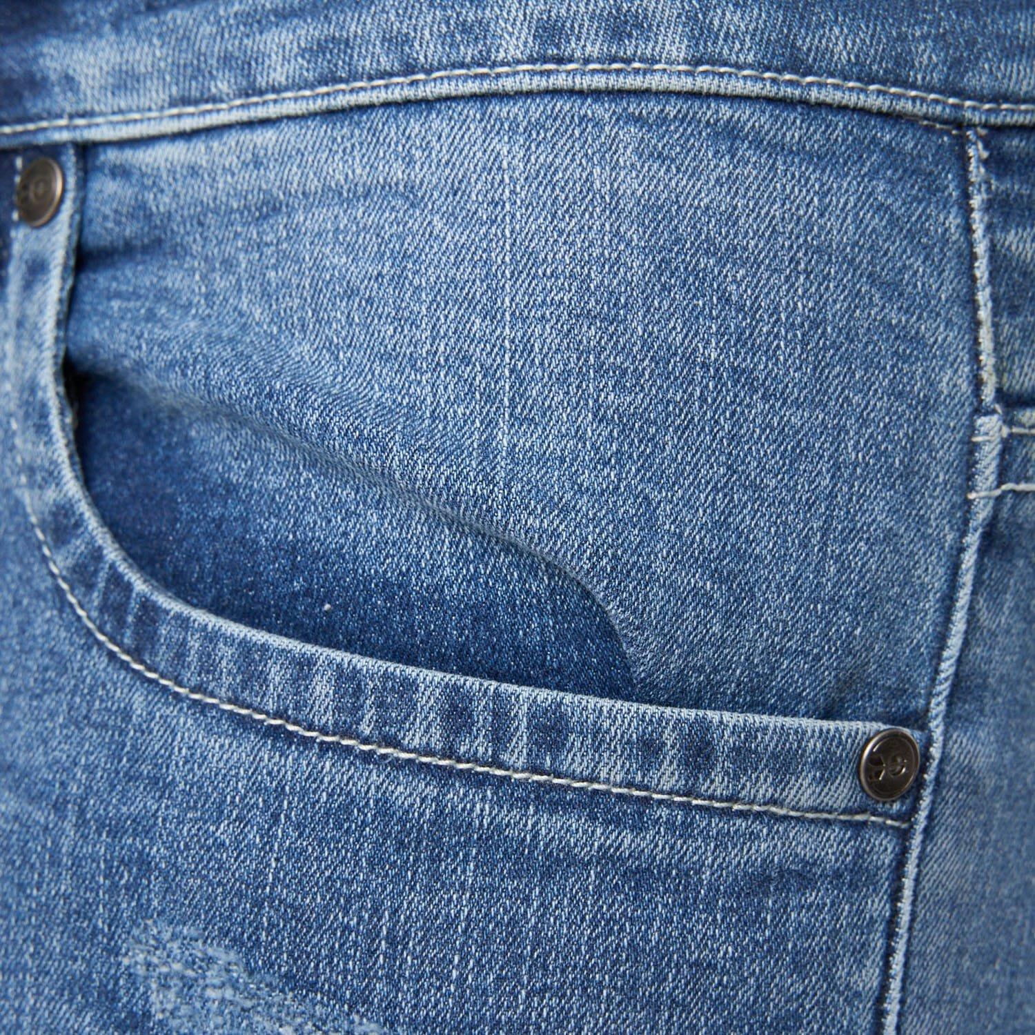 Blue - Crosshatch - Riptrey Scratch Detail Denim Shorts - 5